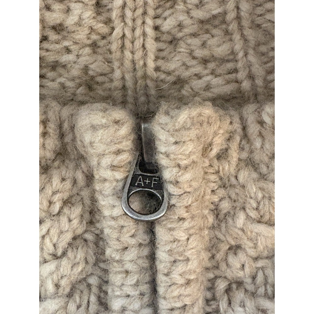 Y2K Abercrombie Fitch Cardigan Women Large Lambswool Shacket Sweater Cable Knit - Picture 8 of 12